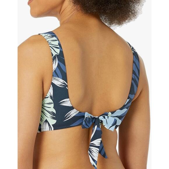 Roxy Elongated Triangle Bikini Top Mood Indigo Seaside Tropics S NWT - Picture 2 of 5